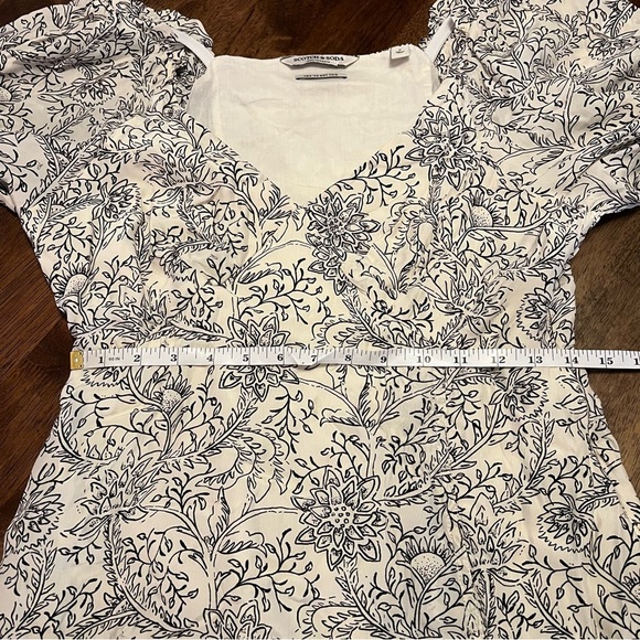 Scotch & Soda Easy Floral Maxi Midi Dress S Boho Coquette Flowy Slit Puff Sleeve - Picture 8 of 16